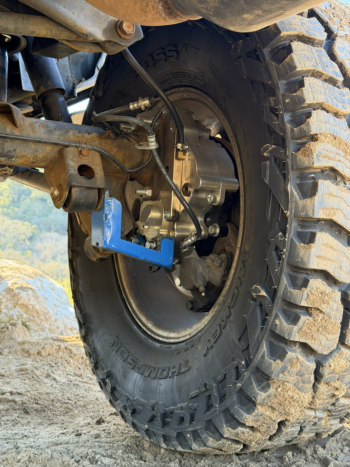 Close up view of Portal Pros Lexus and Toyota portal axles installed on the rear axle of a GX470